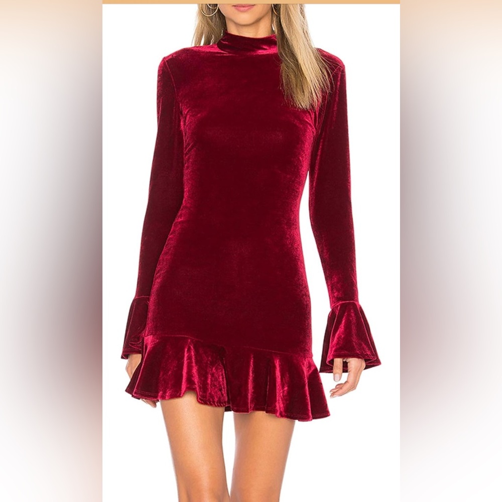 NWOT Women's Winter Long Sleeve Velvet Ruffles Bodycon Mini Dress Size XL